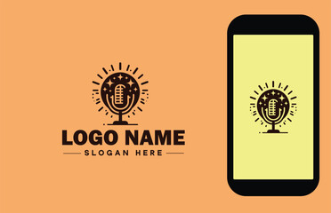 Voice Acting Studio icon Vocal Performance Studio Audio Dramatics Studio Sound Characterization Studio flat logo sign symbol editable vector