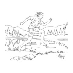 Man Jumping Silhouette - Clean and Minimal Jumping Figure - Jumping Man Vector - Jumping Man Doodle - Jump Illustration - Man Jumping Line Art
