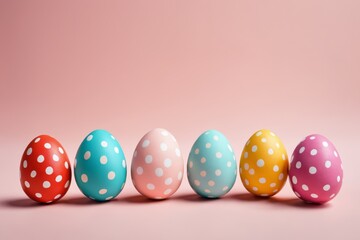 Studio shot of colorful easter eggs with white dots