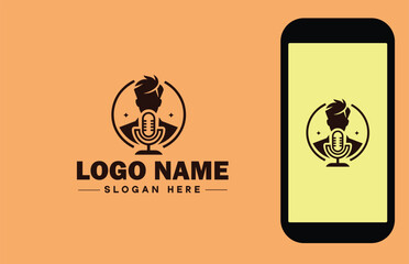 Voice Acting Studio icon Vocal Performance Studio Audio Dramatics Studio Sound Characterization Studio flat logo sign symbol editable vector