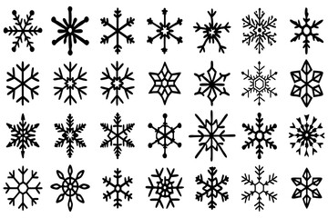 Snowflake Vector Icons set– for winter holiday decoration, Christmas & New Year | SVG Collection
