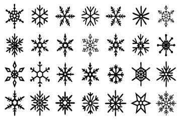 Snowflake Vector Icons set– for winter holiday decoration, Christmas & New Year | SVG Collection
