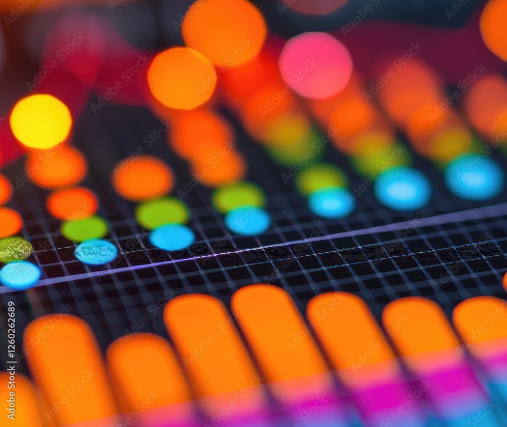 Poster abstract digital sound waves in colorful visualization pattern