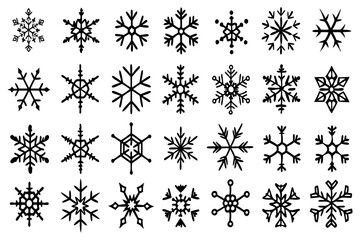 Snowflake Vector Icons set– for winter holiday decoration, Christmas & New Year | SVG Collection