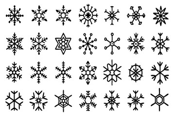 Snowflake Vector Icons set– for winter holiday decoration, Christmas & New Year | SVG Collection