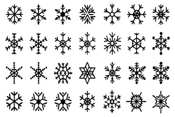 Snowflake Vector Icons set– for winter holiday decoration, Christmas & New Year | SVG Collection