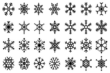Snowflake Vector Icons set– for winter holiday decoration, Christmas & New Year | SVG Collection