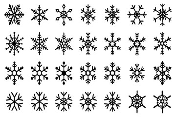Snowflake Vector Icons set– for winter holiday decoration, Christmas & New Year | SVG Collection