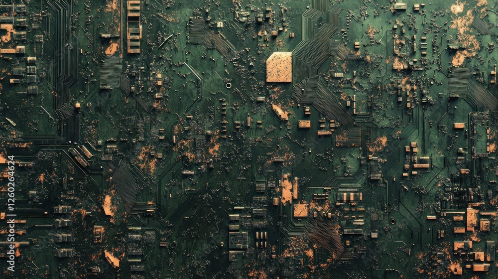 Poster abstract close-up of a weathered circuit board texture