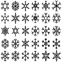 Snowflake Vector Icons set– for winter holiday decoration, Christmas & New Year | SVG Collection