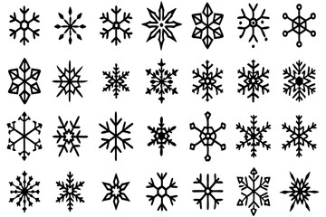 Snowflake Vector Icons set– for winter holiday decoration, Christmas & New Year | SVG Collection