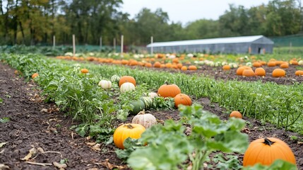 Autumn pumpkin patch harvest