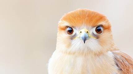 Fototapeta premium Close-up falcon portrait, neutral background. Possible stock photo use