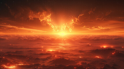 cielo que se ti&ntilde;e de rojo