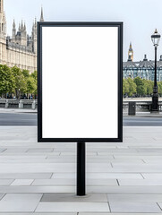 Blank billboard in London with clear display, for advertisement in a historical area