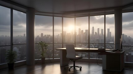 Modern Office with Cityscape 