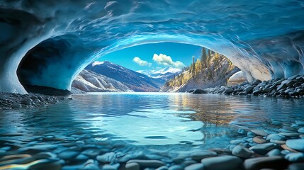 Glacial Lake View from Ice Cave - Nature photography
