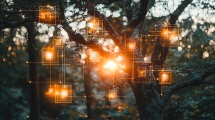Naklejka premium Digital Nature: A Connected Forest