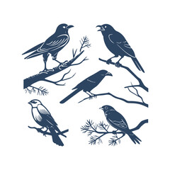 Birds Silhouettes Clip art Vector Illustration
