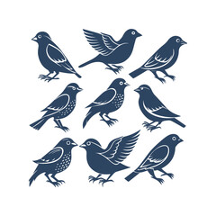 Obraz premium Birds Silhouettes Clip art Vector Illustration