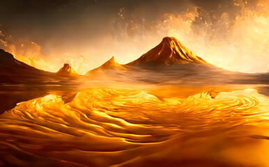 fluid scape golden mountains
