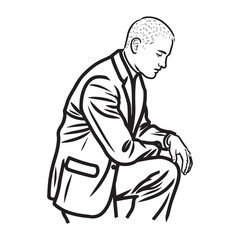 Kneeling Man Silhouette - Minimal Line Drawing of Kneeling Figure - Kneeling Man Vector - Kneeling Man Doodle - Kneeling Illustration - Man Kneeling Line Art
