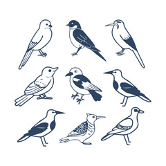 Birds Silhouette Clipart Set Vector Illustration Collection