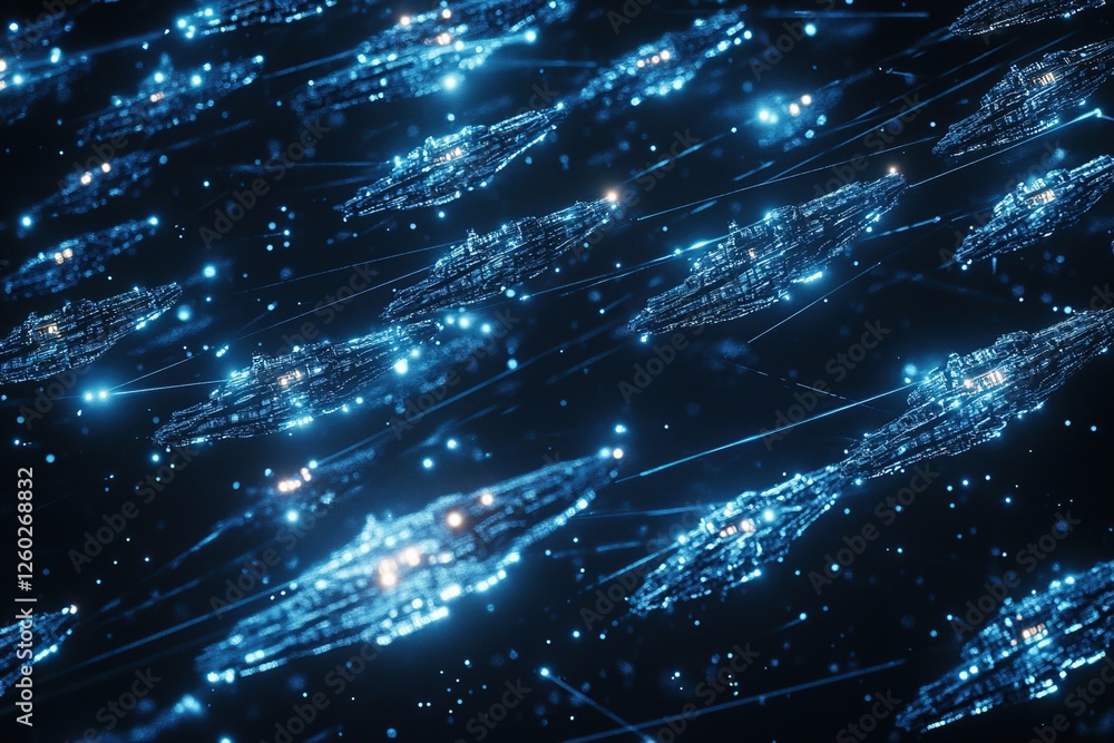 Aufkleber digital ships navigate networked space efficiently and beautifully