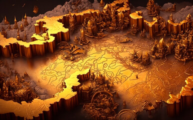 3d golden landscape
