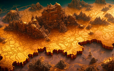 3D Gold Inca Landscape