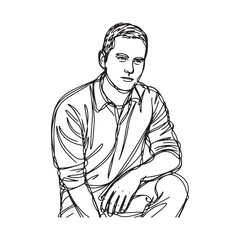 Man Kneeling Silhouette - Simple Kneeling Pose Line Art - Kneeling Man Vector - Kneeling Man Doodle - Kneeling Illustration - Man Kneeling Line Art

