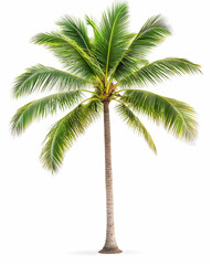 Obraz premium Palm Tree Isolated on White Backdrop. Summer and Tropical Scene. For prints