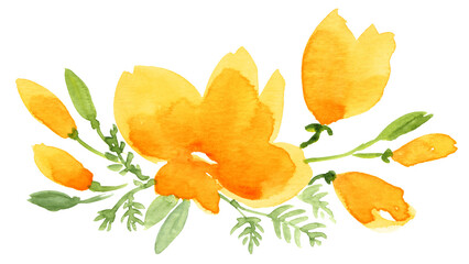Mini bouquet of watercolor California poppies