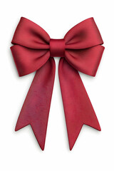 Fototapeta premium Red bow isolated, overhead view, for Christmas gifts, festive decoration element