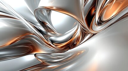 Abstract Silver and Copper Swirls: A Digital Art Masterpiece