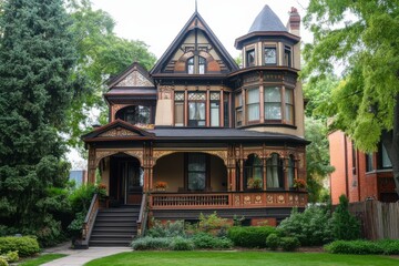 Victorian-era house, ornate details