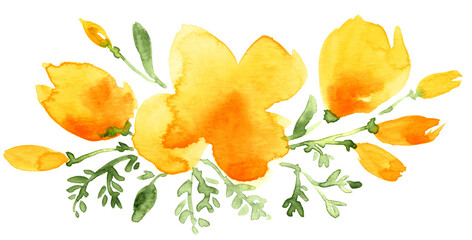 Mini illustration of watercolor California poppies