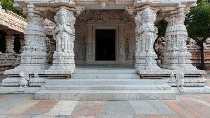Obraz premium Ornate White Marble Temple Entrance