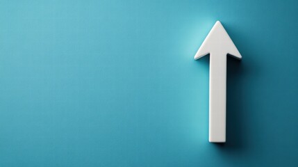 White Arrow Pointing Upwards on a Soft Blue Background