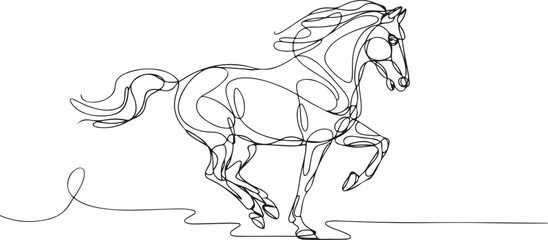 Graceful Motion One Line Galloping Horse
