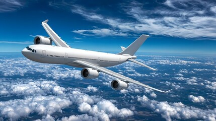 Fototapeta na wymiar Airplane Flying Above Clouds, Aerial View - Aerial Views