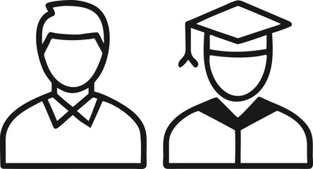 Two Silhouette Icons of Graduates