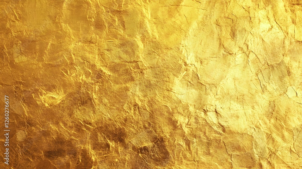 Leinwandbilder crumpled golden metallic foil texture with an abstract and luxurious background shiny shimmering and