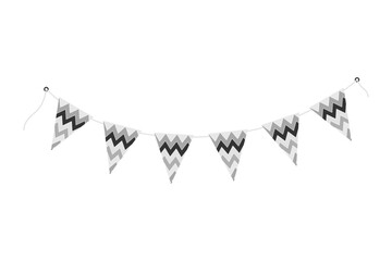 Triangular Pennant garland on rope in grayscale Monochrome Minimalist decorative design element idea