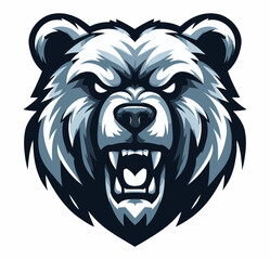 Grizzly Bear White Eyes Vector Mascot Logo Esports