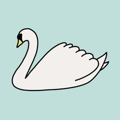 Swan on  Light Blue Water