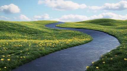 Obraz premium Grassland wildflowers path spring background
