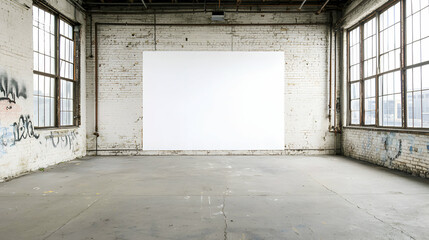 Artistic blank canvas in urban loft abandoned industrial space photography minimalist design indoor creative potential