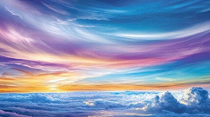 Obraz premium Dreamy Sunset Sky Above Cloudscape - Pastel colors