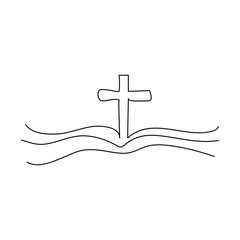 Good friday continuous one line drawing of outline vector illustration,